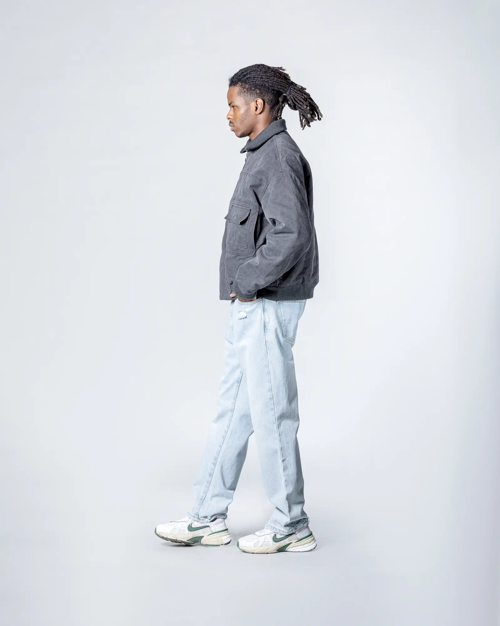Washed puffer jacket
