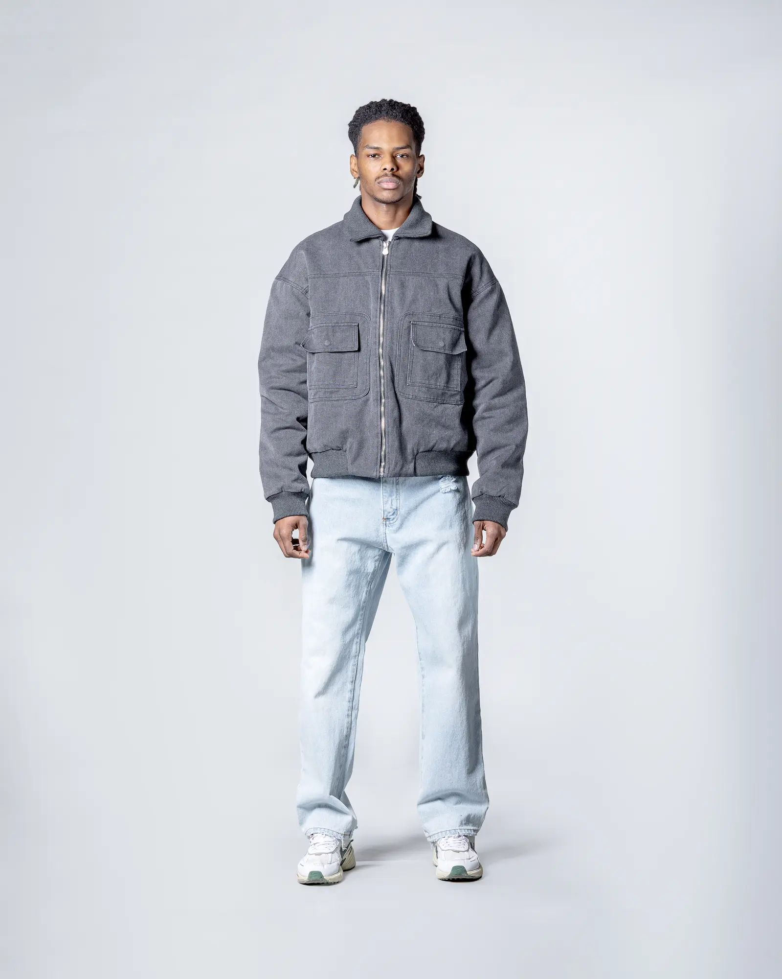 Washed puffer jacket