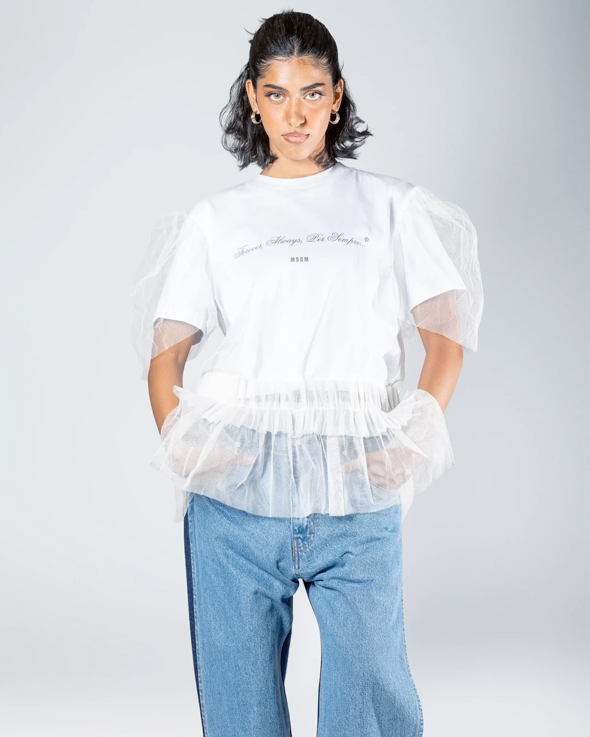 MSGM WOMAN’S OPTICAL WHITE T-SHIRT
