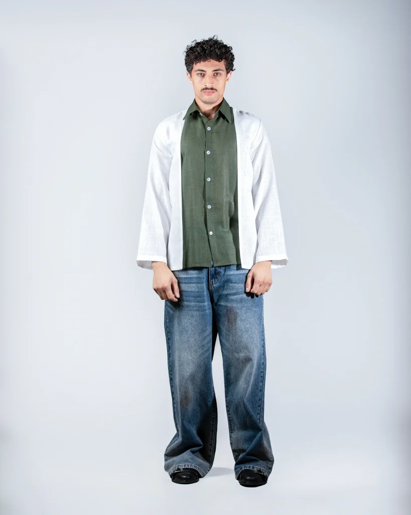 Khakhi layered linein shirt