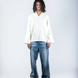 Yellow V-neck linen shirt