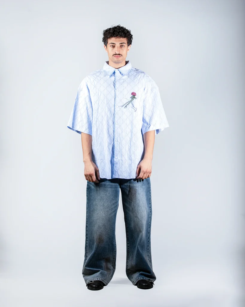 Blue shirt with Flower