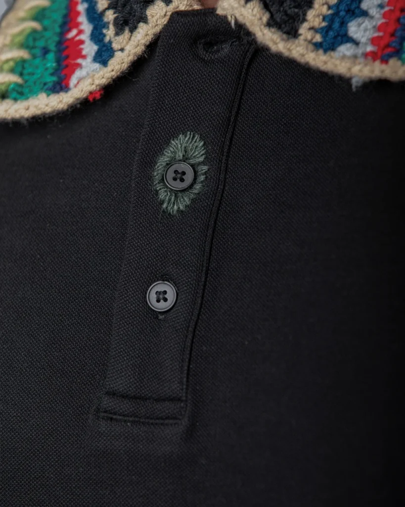 Black Polo Shirt with Embroidered in Collar